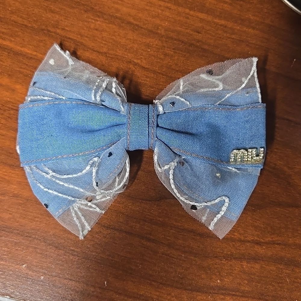 hair clip denim bow NWT